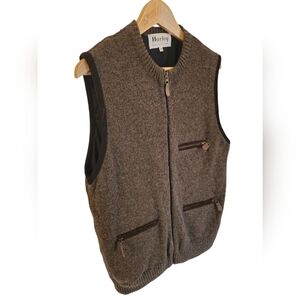 Harley of Scotland Full Zip 100% Wool Brown Size Medium
